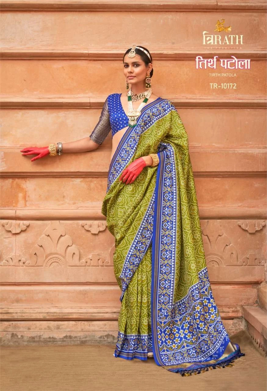 Trirath Tirth Patola Soft P.V.Silk Wholesale Fancy Sarees Catalog — Wholesale Sarees, MPA wholesale from Surat — view 9